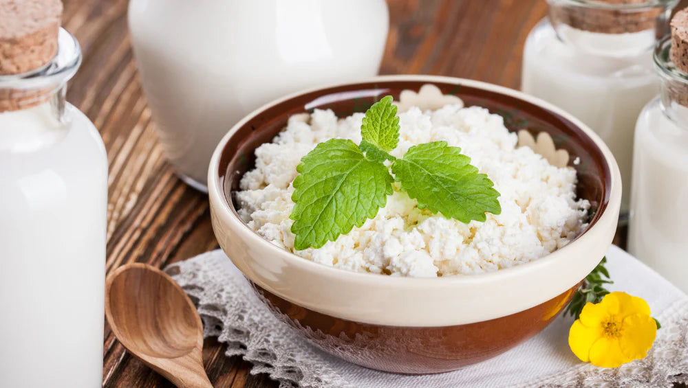 Image de cottage cheese, riche en protéines.