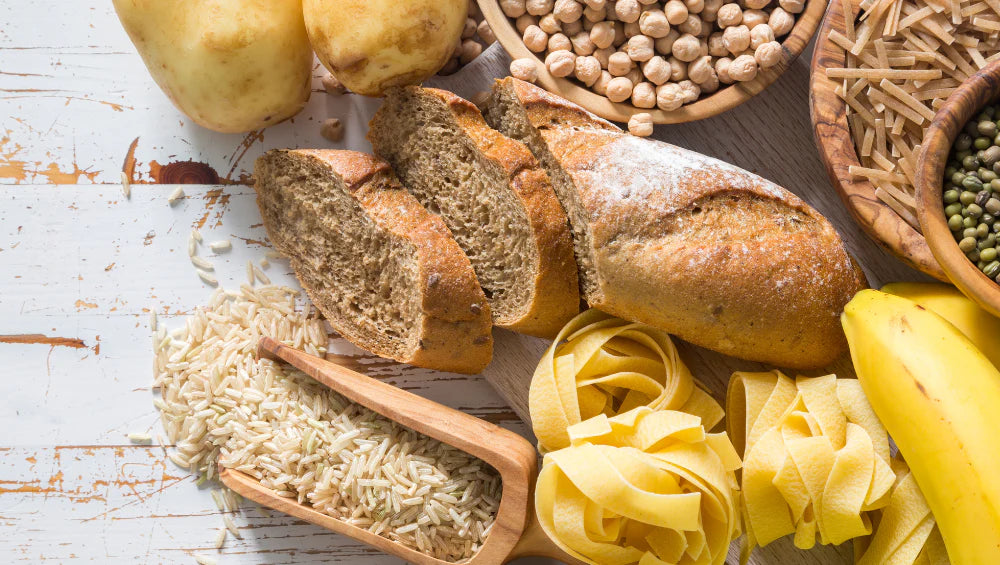 Glucides pour le sport ( pomme de terre, pates, pain, banane).