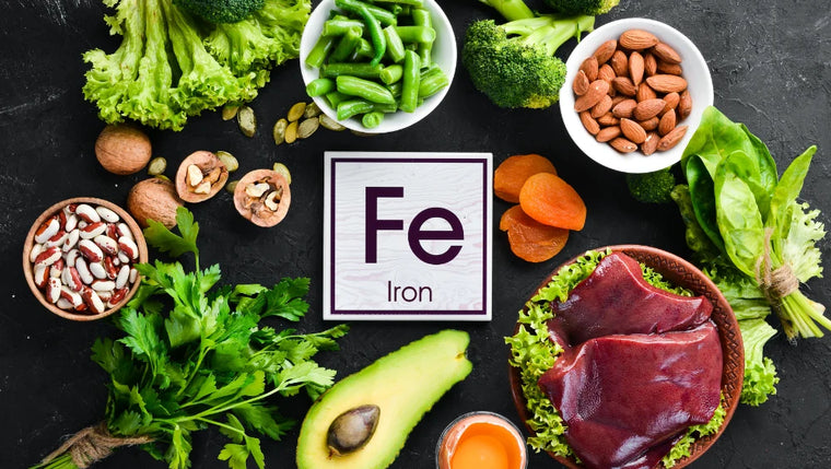 Image d'aliments composés en fer : viande, légumineuses, graines.