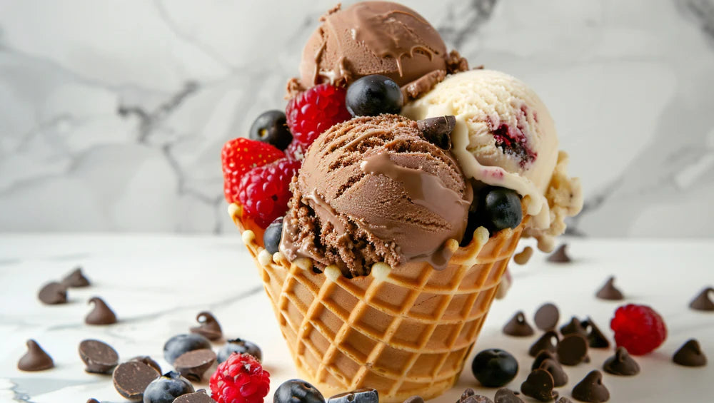 Image de crème glacée au chocolat et à la vanille protéinées. 