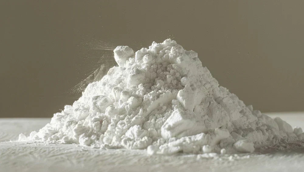 Image d'une poudre de MSM, un composé organique contenant du soufre, naturellement présent dans certains aliments et dans l’organisme.