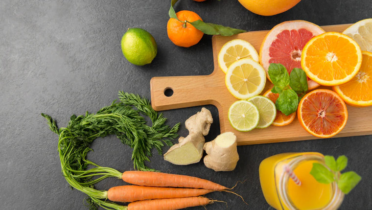 Image de fruits et de légumes riche en vitamine C naturelle.
