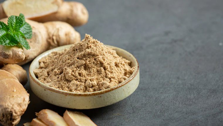 Image de la racine de ginseng en format poudre, qui a de nombreux bienfaits.